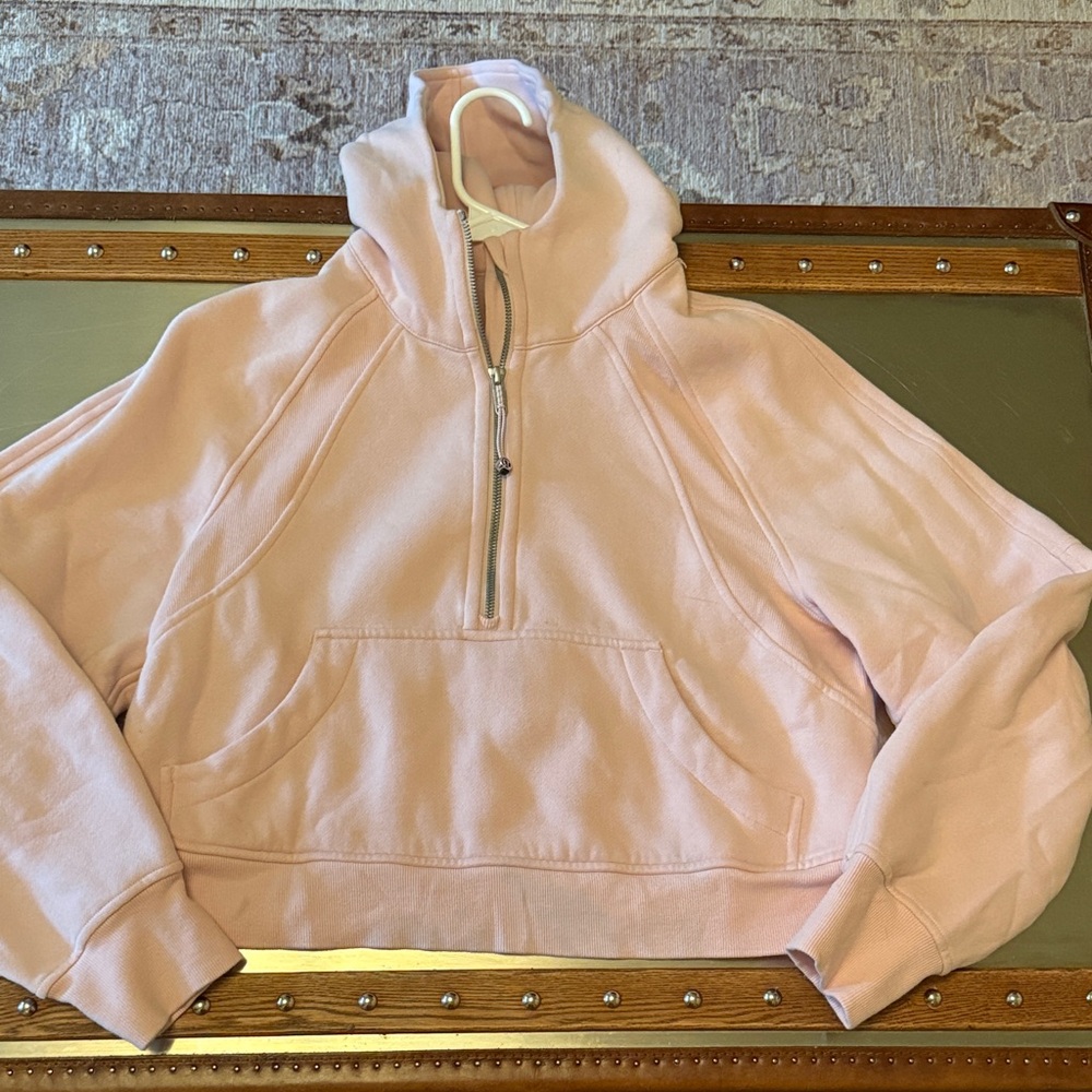 Lululemon Scuba Oversized Half Zip Pink Cropped Hoodie size XS/S